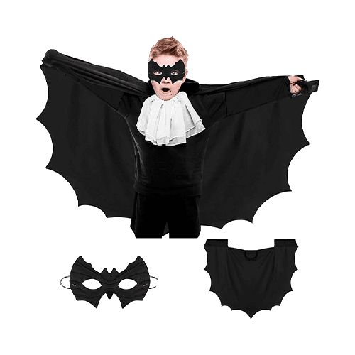 Costume Pipistrello Per Bambina Con Maschera E Fermagli: Vestito Halloween Bambino, Mantello Nero Per Festa Cosplay E Carnevale