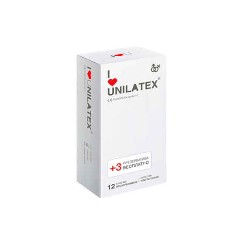 Презервативы Unilatex UltraThin, 12 шт. + 3 шт. в подарок